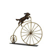 Benzara Dog on Penny Farthing Bicycle Metal Accent Decor with Flat Base, Brass