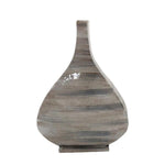 Benzara Bellied Shape Metal Vase with Narrow Neck and Mouth, Gray