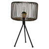 Benzara Metal Cage Design Table Lamp with Tripod Base, Black