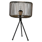 Benzara Metal Cage Design Table Lamp with Tripod Base, Black