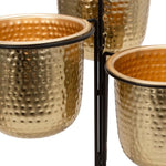 Benzara 3 Conjoined Hammered Metal Planter with Stands, Gold and Black