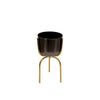 Benzara 3 Tier Design Metal Planter with Angled Hairpin Legs, Black and Gold