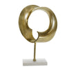 Benzara Industrial Round Disc Design Accent Decor with Marble Base, Large, Gold