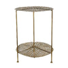 Benzara Textured Lotus Leaf Metal Accent Table with Sleek Tubular Legs, Gold