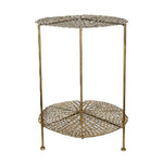 Benzara Textured Lotus Leaf Metal Accent Table with Sleek Tubular Legs, Gold