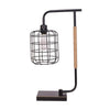 Benzara Cage Design Shade Task Lamp with Arched Tubular Stand and Block Base, Black