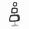 Benzara Industrial 3 Square Cut Out Design Metal Sculpture with Marble Base, Black