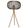 Benzara Metal Cage Design Sphere Table Lamp with Tripod Base, Black and Gold