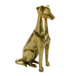 Benzara Industrial Metal Frame Geometric Sitting Dog Sculpture, Gold