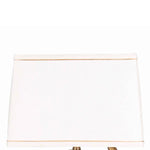 Benzara Rectangular Shade Table Lamp with Circular and Birds Metal Base, Gold