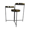 Benzara 3 Metal Tray Stand Planter with Tubular Frame, Brass and Black