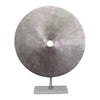 Benzara Metal Swirl Disk Accent Decor with Marble Base, Silver