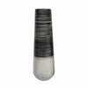 Benzara Elongated Metal Vase with Round Bottom and Disk Mouth, Gray