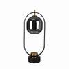 Benzara Metal Table Lamp with Suspended Glass Shade and Round base, Black
