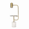 Benzara Curved Design Torch Like Task Lamp with Cylindrical Marble Base, Gold