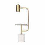 Benzara Curved Design Torch Like Task Lamp with Cylindrical Marble Base, Gold
