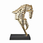 Benzara 25 Inches Contemporary Style Metal Horse Accent Decor, Gold and Black