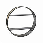 Benzara 2 Tier Mesh Round Frame Metal Wall Shelf with Mounting Hardware, Black
