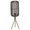 Benzara Metal Oval Cage Design Table Lamp with Tripod Base, Black and Gold