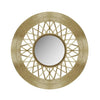 Benzara Contemporary Mirror with Woven Like Round Metal Frame, Gold and Silver