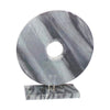 Benzara 8 Inches Marble Disk with Rectangular Base, Gray