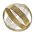 Benzara Open Hammered Metal Frame Sphere Sculpture, Gold