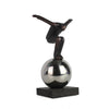 Benzara 12 Inches Balancing Man Sculpture on Sphere, Bronze and Silver