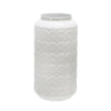 Benzara 12 Inches Spotted Metal Frame Vase with Round Top, Glossy White