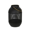 Benzara 13 Inches Caged Metal Frame Lantern with Handle, Black and Gold