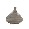 Benzara 13 Inches Metal Frame Tear Drop Shape Vase, Gray