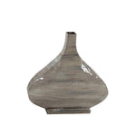 Benzara 13 Inches Metal Frame Tear Drop Shape Vase, Gray