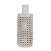 Benzara 15 Inches Metal Frame Jar with Cut Out Details, White