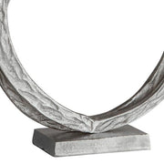 Benzara 16 Inches Metal Frame Double Ring Sculpture, Black