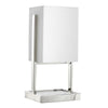 Benzara Rectangular Shade Metal Table Lamp with Marble Base, Silver and White