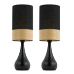Benzara Metal Table Lamp with Tear Drop Base, Set of 2, Brown and Black