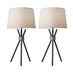 Benzara Metal Table Lamp with Tripod Base, Set of 2, Off White and Black