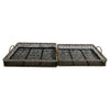 Benzara Rectangular Bamboo Tray with Side Handles, Set of 2, Black