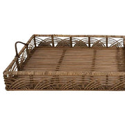 Benzara Rectangular Bamboo Tray with Side Handles, Set of 2, Natural Brown