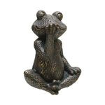 Benzara Polyresin Frame Smiling Frog Figurine with Splotched Design, Bronze and Gold