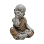 Benzara Polyresin Baby Monk Figurine with Covered Mouth, Weathered Gray