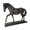 Benzara Polyresin Horse Sculpture with Raised Leg and Stable Base, Black