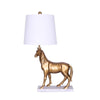Benzara Polyresin Horse Body Table Lamp with Marble Base, Gold and White