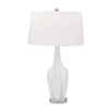Benzara Resin Table Lamp with Multi Faceted Body and Fabric Shade, White