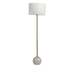 Benzara Metal Body Floor Lamp with Ball Marble base and Fabric Shade,White and Gold