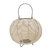 Benzara Woven Wicker Lantern with Bellied Metal Frame and Handle, Beige and Black