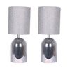 Benzara Metal Table Lamp with Dome Shape Body, Set of 2, Gray and Silver