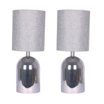 Benzara Metal Table Lamp with Dome Shape Body, Set of 2, Gray and Silver