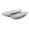 Benzara Dual Tone Oval Metal Bowl with hammered Exterior, Set of 2, Silver and Blue