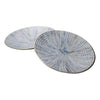 Benzara Round Metal Plate with Hammered Details, Set of 2  White and Blue