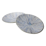Benzara Round Metal Plate with Hammered Details, Set of 2  White and Blue